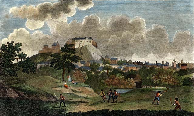 Shinty by the Borough Loch 200 years ago An engraving of shinty being played by the Borough Loch, Edinburgh c. 200 years ago