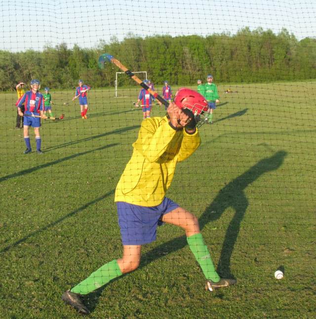 Levenhall in the goal Sìm, Edinburgh's goalkeeper take a goal hit